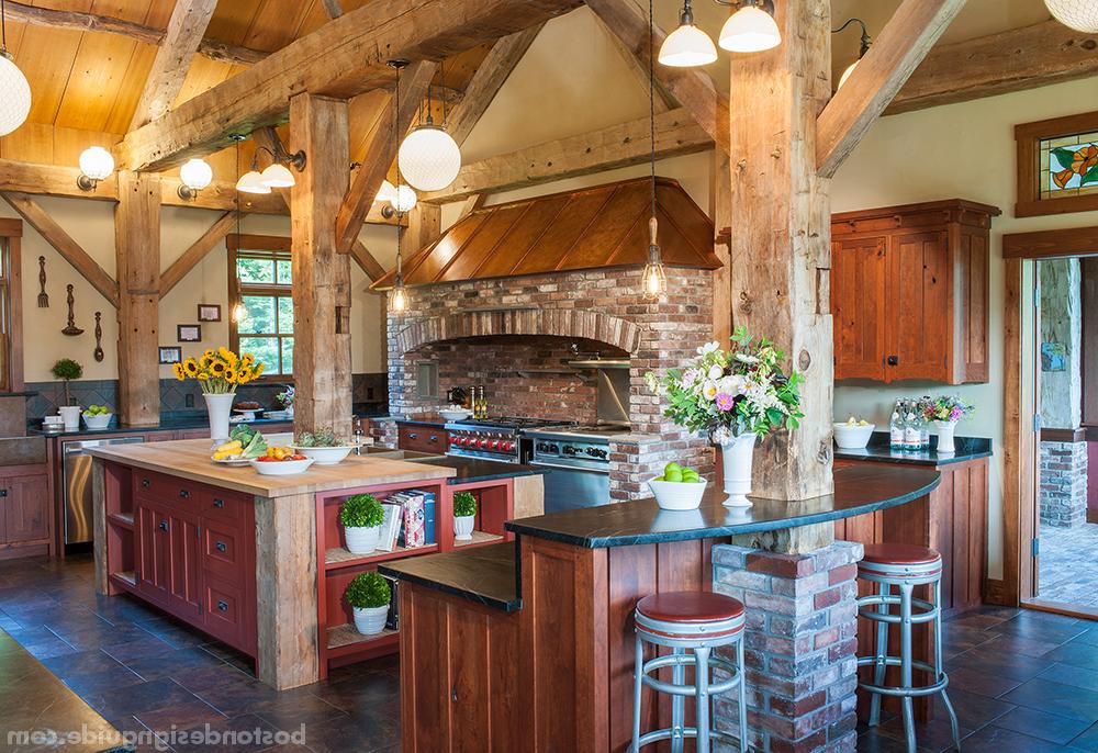 eclectic kitchens with wooden beams